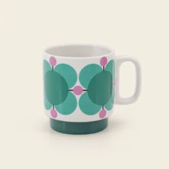 Stackable Large Mug Set Of 6 - Atomic Flower 12 Stackable Large Mug Set Of 6 - Atomic Flower -Home Decor & Bags-Orla Kiely 149212okset2mugsatomicflowerjewellatte2sideview