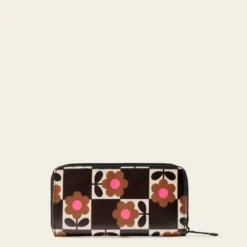Forget Me Not Wallet - Flower Pot Chestnut -Home Decor & Bags-Orla Kiely 24SEFLP122 2130ForgetMeNotWallet FlowerPotChestnut3