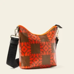 Cross Carry Crossbody - Lattice Flower Tile Conker -Home Decor & Bags-Orla Kiely 24SELFT744 2340CrossCarryCrossbody LatticeFlowerTileConker2