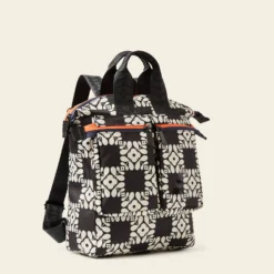 Axis Medium Backpack - Lattice Flower Tile Onyx -Home Decor & Bags-Orla Kiely 24SELFT857 0012 AxisMediumBackpack LatticeFlowerTileOnyx2