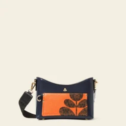 Home Decor & Bags-Orla Kiely 24 Carrymin Crossbody - Navy Puzzle Flower