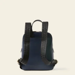 Emilia Petite Backpack - Navy Punched Flower -Home Decor & Bags-Orla Kiely 24SELLE846 4110 EmiliaPetiteBackpack NavyPunchedFlower3