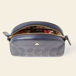 Babaluna Crossbody - Navy Punched Flower -Home Decor & Bags-Orla Kiely 24SELLE878 4110 BabalunaCrossbody NavyPunchedFlower4