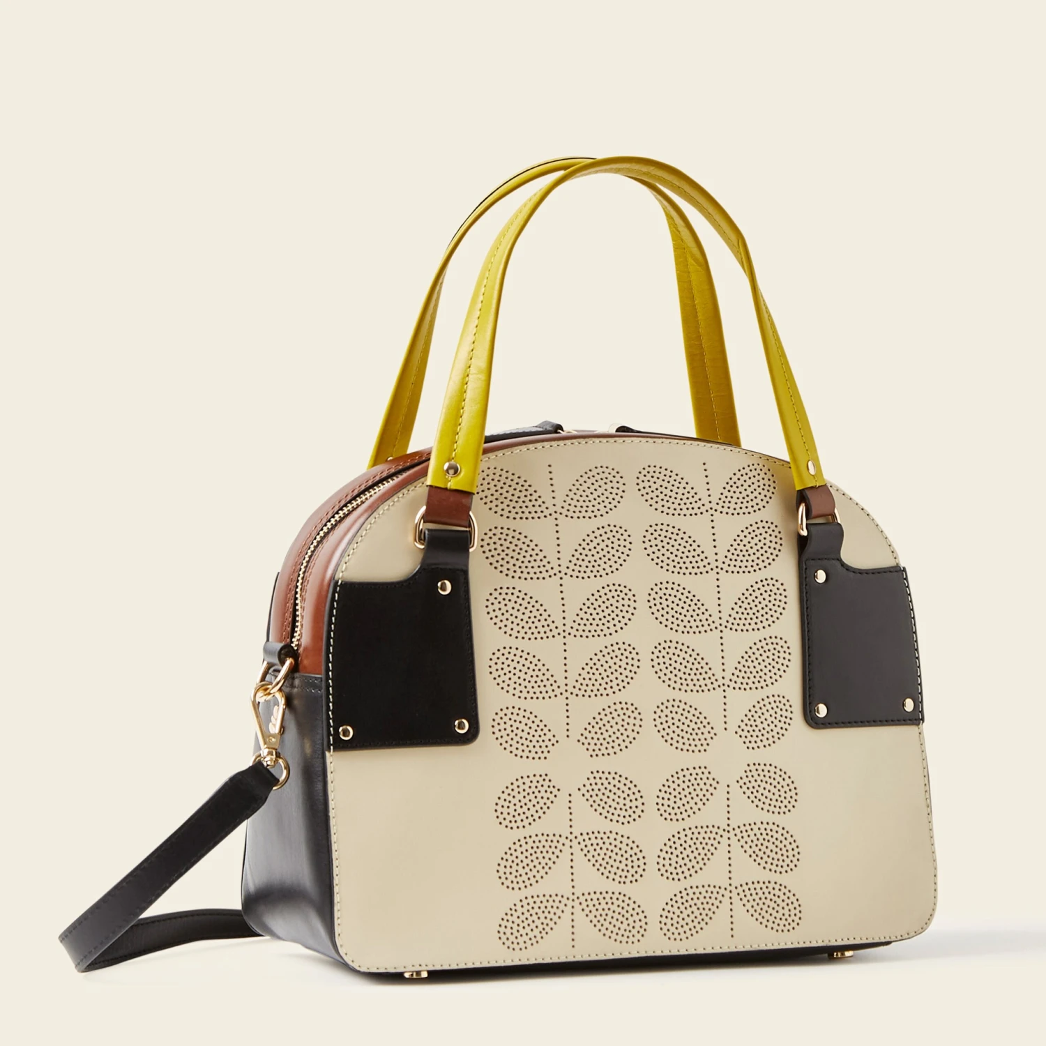 Luna Bowling Bag - Cream Punched Flower 3 Luna Bowling Bag - Cream Punched Flower - Image 3