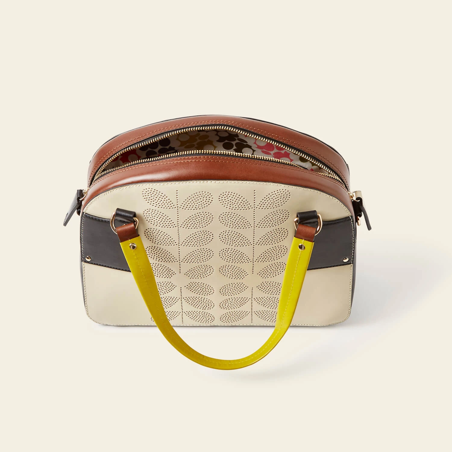 Luna Bowling Bag - Cream Punched Flower 5 Luna Bowling Bag - Cream Punched Flower - Image 5