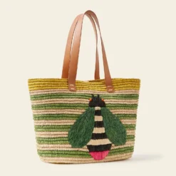 Monday Basket Bag - Bug Green Stripe -Home Decor & Bags-Orla Kiely 24SERAF885 3000 MondayTote BugGreenStripe2