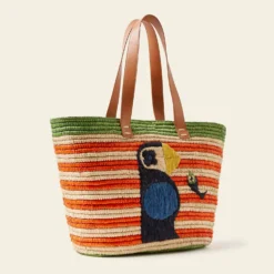 Monday Basket Bag - Puffin Orange Stripe 7 Monday Basket Bag - Puffin Orange Stripe -Home Decor & Bags-Orla Kiely 24SERAF885 8000 MondayTote PuffinOrangeStripe2