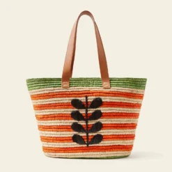 Monday Basket Bag - Puffin Orange Stripe 8 Monday Basket Bag - Puffin Orange Stripe -Home Decor & Bags-Orla Kiely 24SERAF885 8000 MondayTote PuffinOrangeStripe3