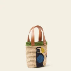 Sunday Mini Basket Bag - Puffin Green -Home Decor & Bags-Orla Kiely 24SERAF886 3000 SundayMiniTote PuffinGreen2
