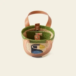 Sunday Mini Basket Bag - Puffin Green -Home Decor & Bags-Orla Kiely 24SERAF886 3000 SundayMiniTote PuffinGreen4