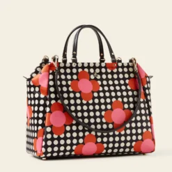 Opera Big Tote - Fuchsia Flower Polka Dot -Home Decor & Bags-Orla Kiely 24SESAT861 6710 OperaBigTote FuchsiaFlowerPolkaDot2
