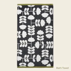 Cut Stem Towels Moss/Charcoal 11 Cut Stem Towels Moss/Charcoal -Home Decor & Bags-Orla Kiely LabelledEDITEDCut Stem moss charcoal Bath Towel 1