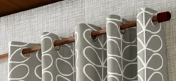 Linear Stem Lined Eyelet Curtains Silver 8 Linear Stem Lined Eyelet Curtains Silver -Home Decor & Bags-Orla Kiely Linear Stem Silver Eyelet