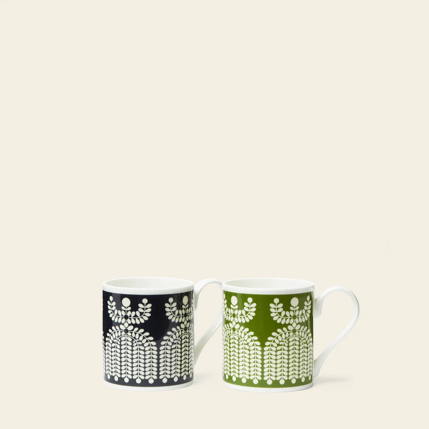 Standard Mug Set Of 2 - Folk Girl Green/Navy 2 Standard Mug Set Of 2 - Folk Girl Green/Navy - Image 2