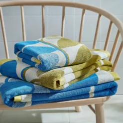 Stem Bloom Duo Towels Blue Fawn -Home Decor & Bags-Orla Kiely StemBloomDuoBlueFawnCameoFINAL