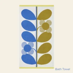 Stem Bloom Duo Towels Blue Fawn -Home Decor & Bags-Orla Kiely StemBloomDuoTowelsBlueFawn BathTowel
