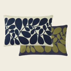 Sycamore Stripe Cushion Blue / Olive -Home Decor & Bags-Orla Kiely SycamoreStripeBlue OliveFace Reverse