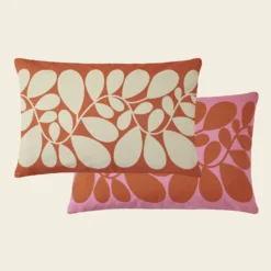 Sycamore Stripe Cushion Tomato / Pink -Home Decor & Bags-Orla Kiely SycamoreStripeTomato PinkFace Reverse