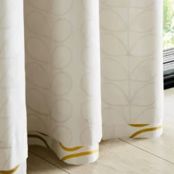 Trio Stem Ochre Curtains -Home Decor & Bags-Orla Kiely Trio Stem Ochre Curtains Lining