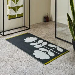 Cut Stem Towels Moss/Charcoal 12 Cut Stem Towels Moss/Charcoal -Home Decor & Bags-Orla Kiely cut stem moss charcoal bath mat
