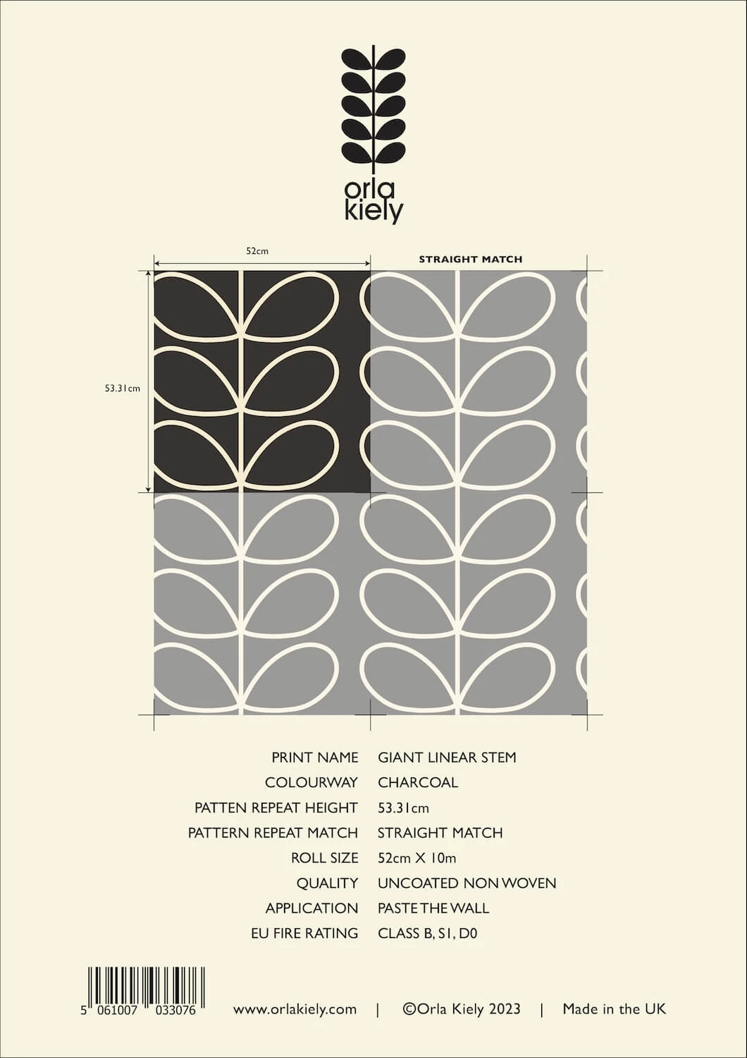 Giant Linear Stem Charcoal Wallpaper - Sample 2 Giant Linear Stem Charcoal Wallpaper - Sample - Image 2