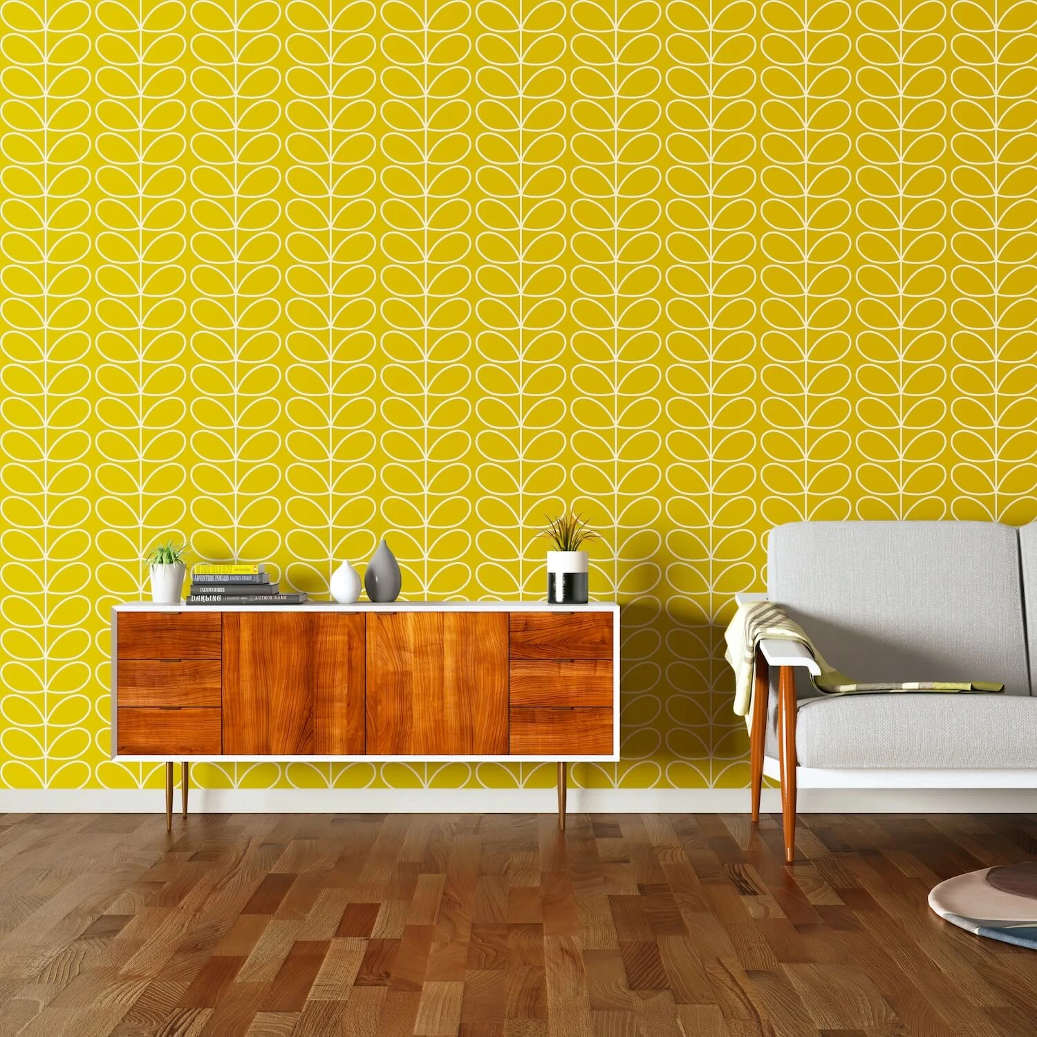 Linear Stem Sunflower Wallpaper - 52cm X 10m 1 Linear Stem Sunflower Wallpaper - 52cm X 10m