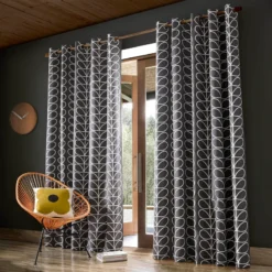 Linear Stem Lined Eyelet Curtains Charcoal -Home Decor & Bags-Orla Kiely linear stem charcoal final small 800x dac62bdc 2634 40d3 8bda bb0a56cebd24